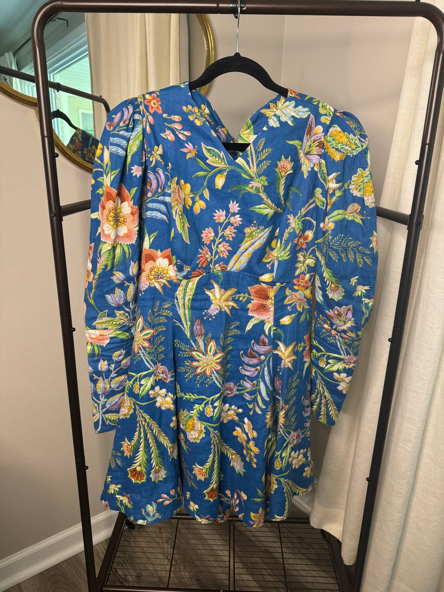 ALEMAIS June Floral Linen Mini Dress size US 10
