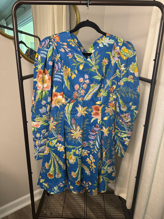 ALEMAIS June Floral Linen Mini Dress size US 10