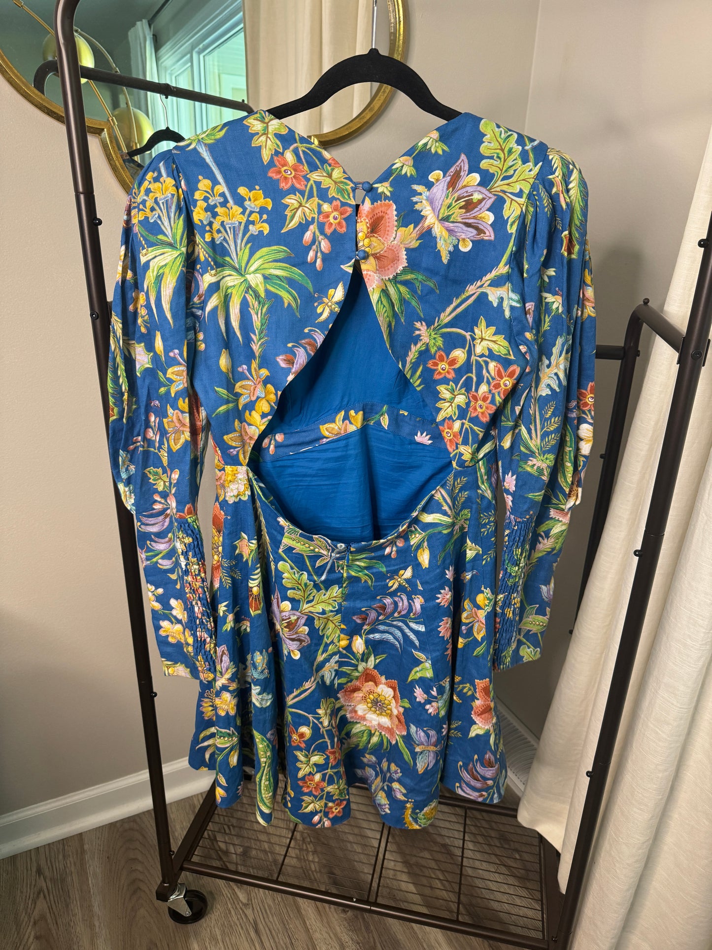 ALEMAIS June Floral Linen Mini Dress size US 10