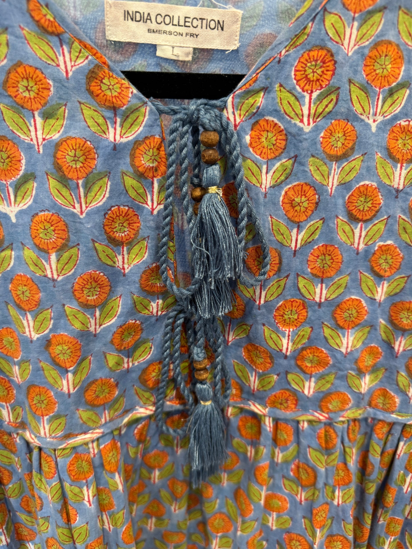 Emerson Fry Heirloom Dress in Wednesday Flowers Blues size L