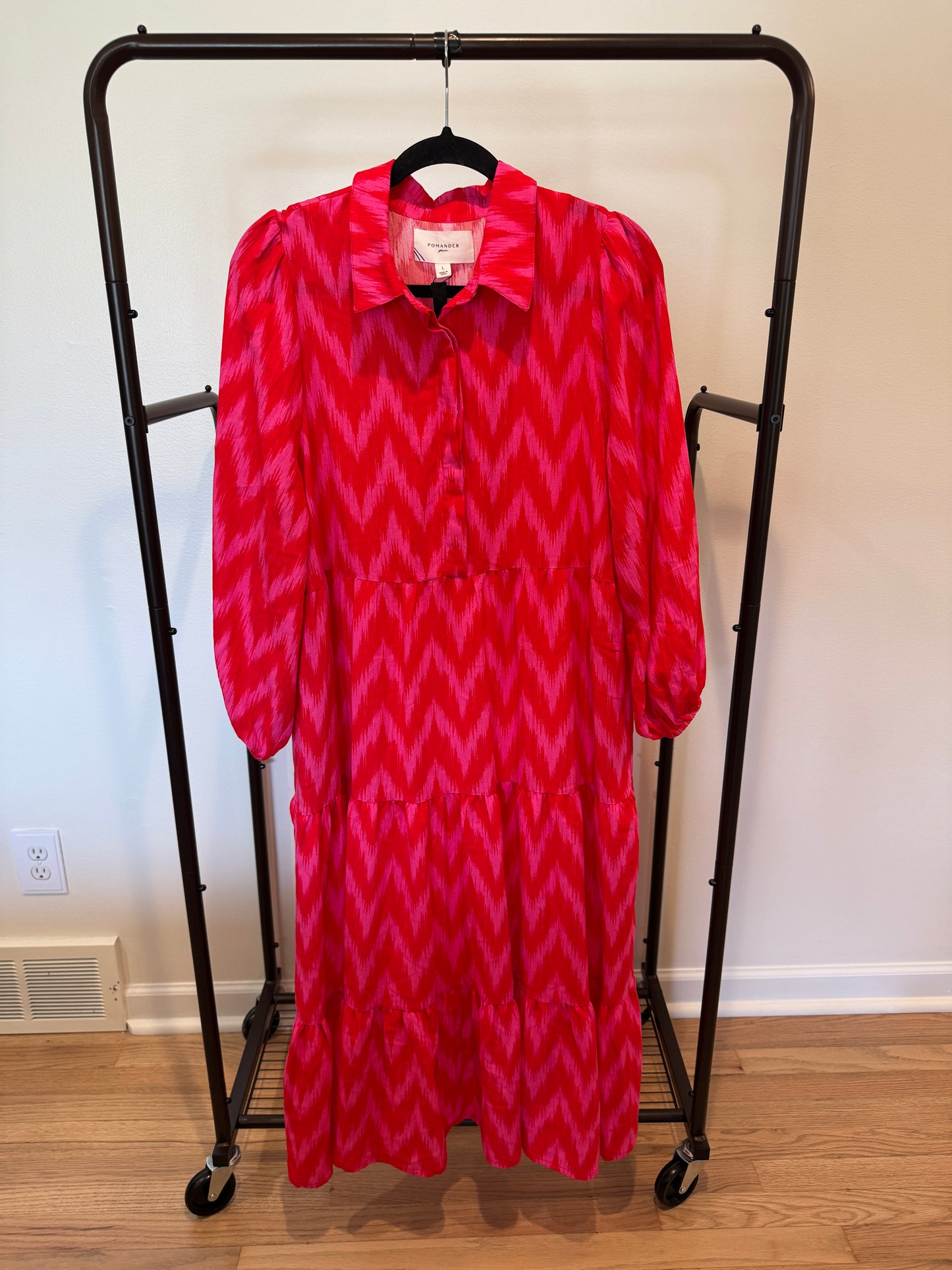 Pomander Place Hot Pink Ikat Mabel Maxi Dress size L