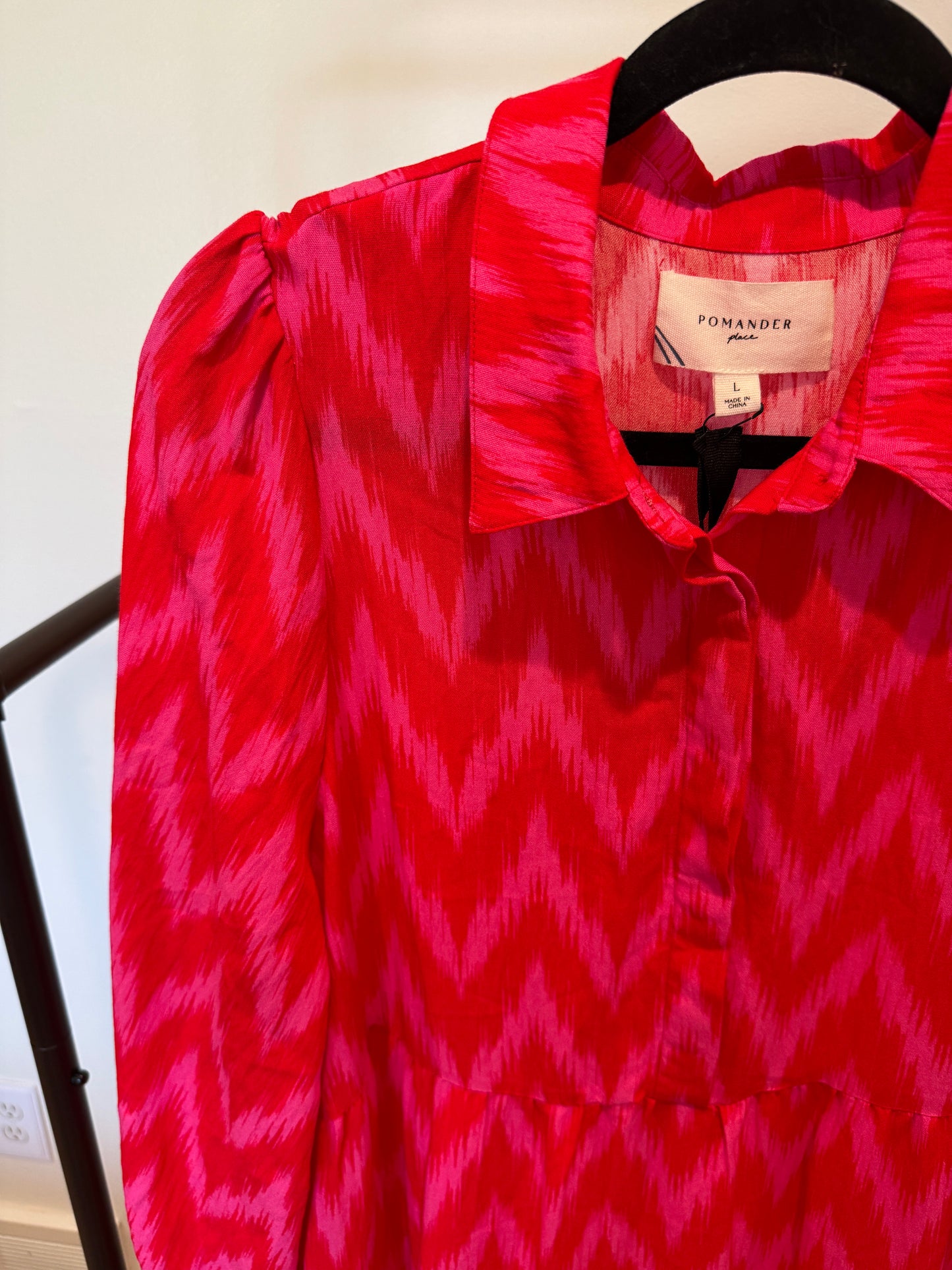Pomander Place Hot Pink Ikat Mabel Maxi Dress size L