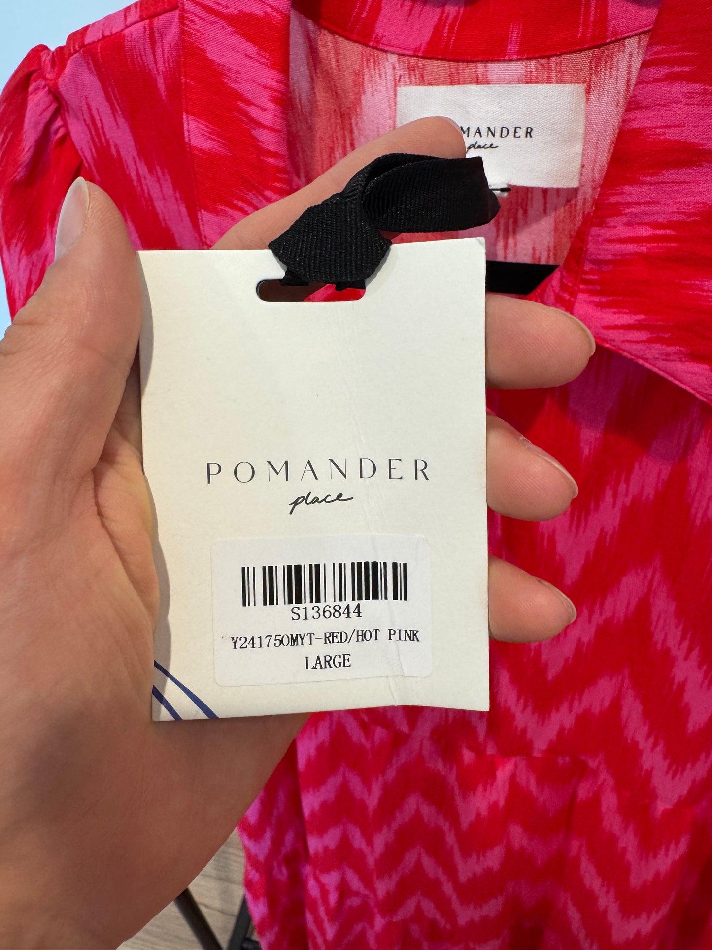 Pomander Place Hot Pink Ikat Mabel Maxi Dress size L