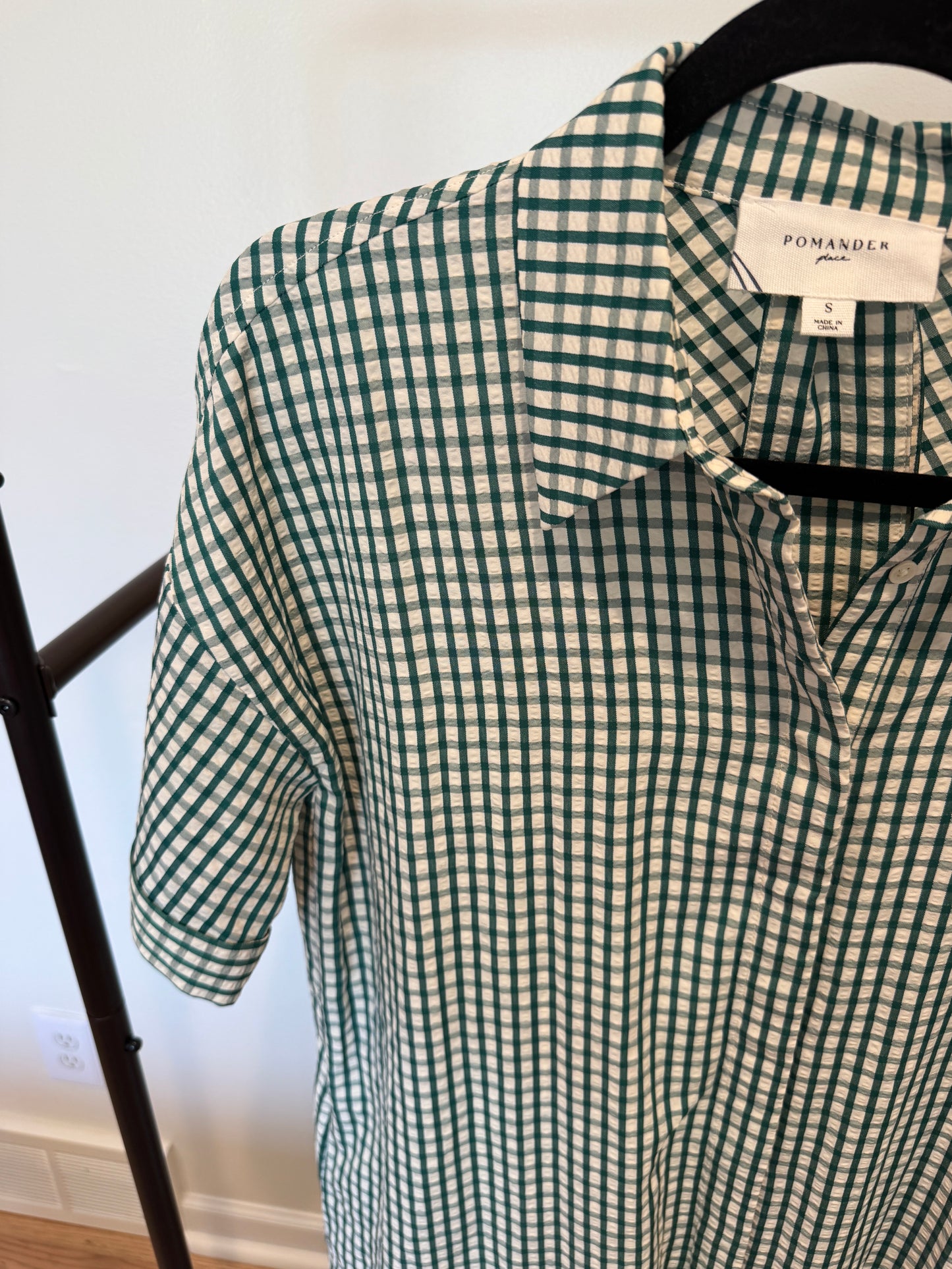 Pomander Place Zacara Green Gingham Dress size S