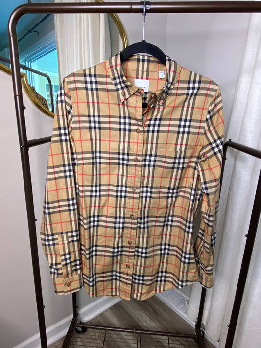 Burberry Check Stretch Cotton Shirt size US 8