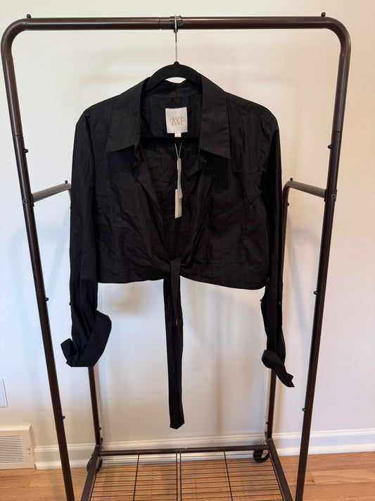 TWP Ty Me Up Wrap Shirt in Black size XL