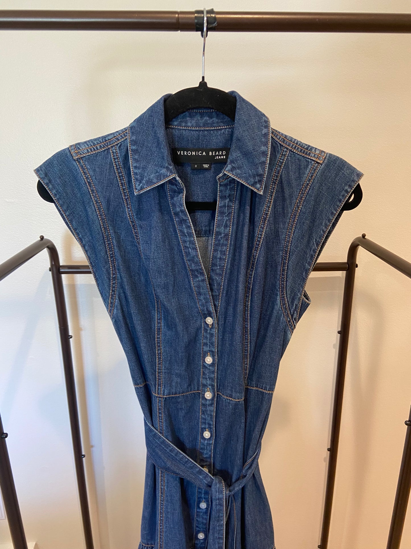 Veronica Beard Arnetta Belted Denim Midi Dress size 0