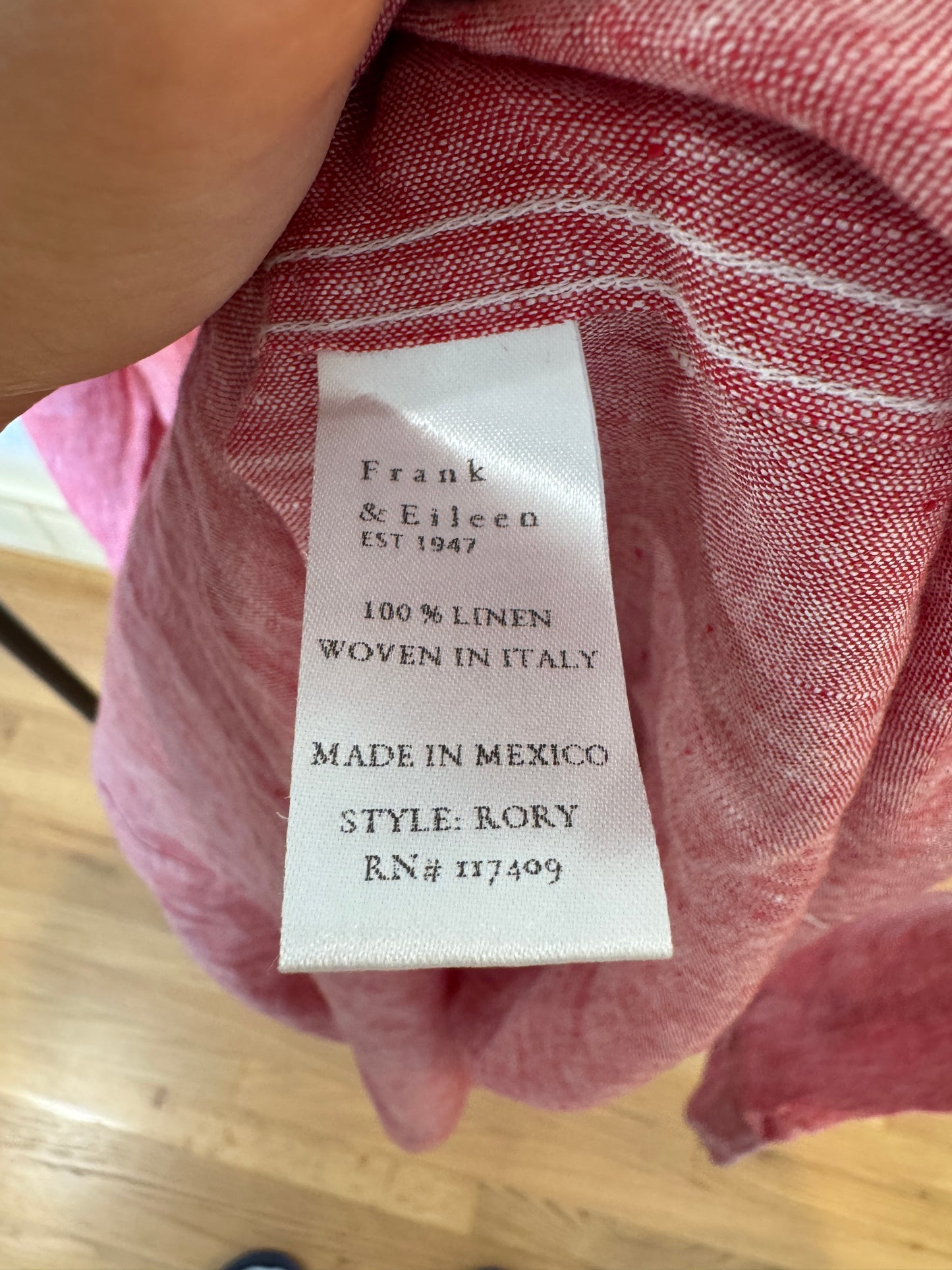Frank and Eileen Rory Maxi Shirtdress in Red Linen size L
