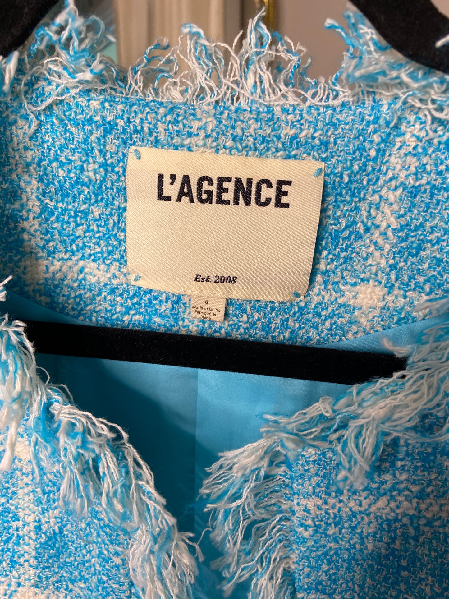 L'Agence Angelina Blue Tweed Blazer size 8