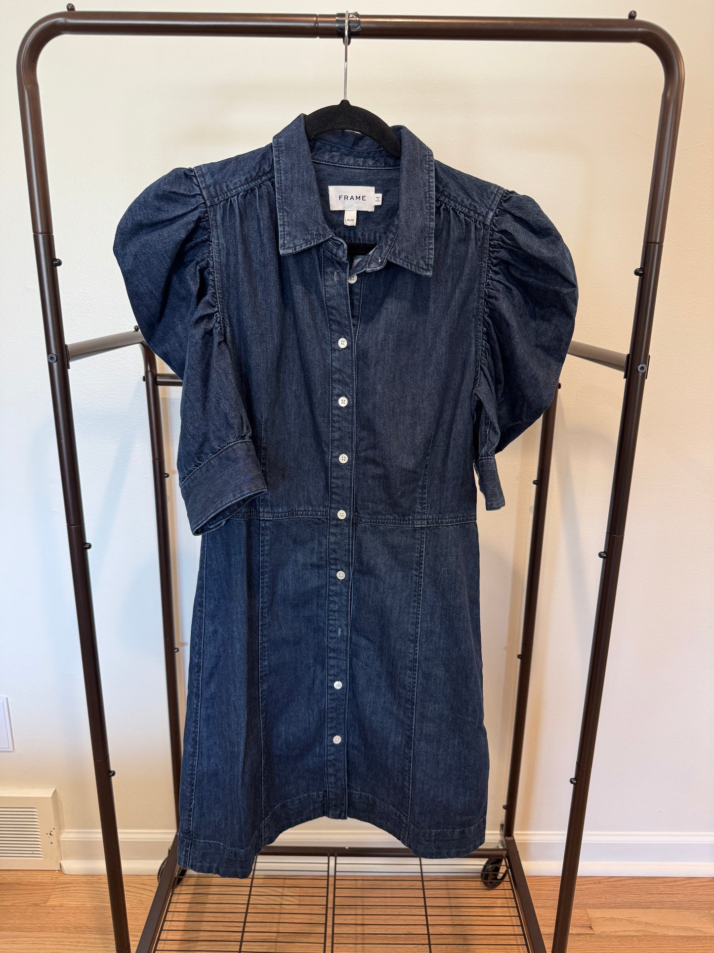 Frame Gillian Puff Sleeve Denim Dress size M