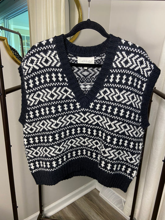The Great The Geo Fair Isle Alpaca Sweater Vest size L