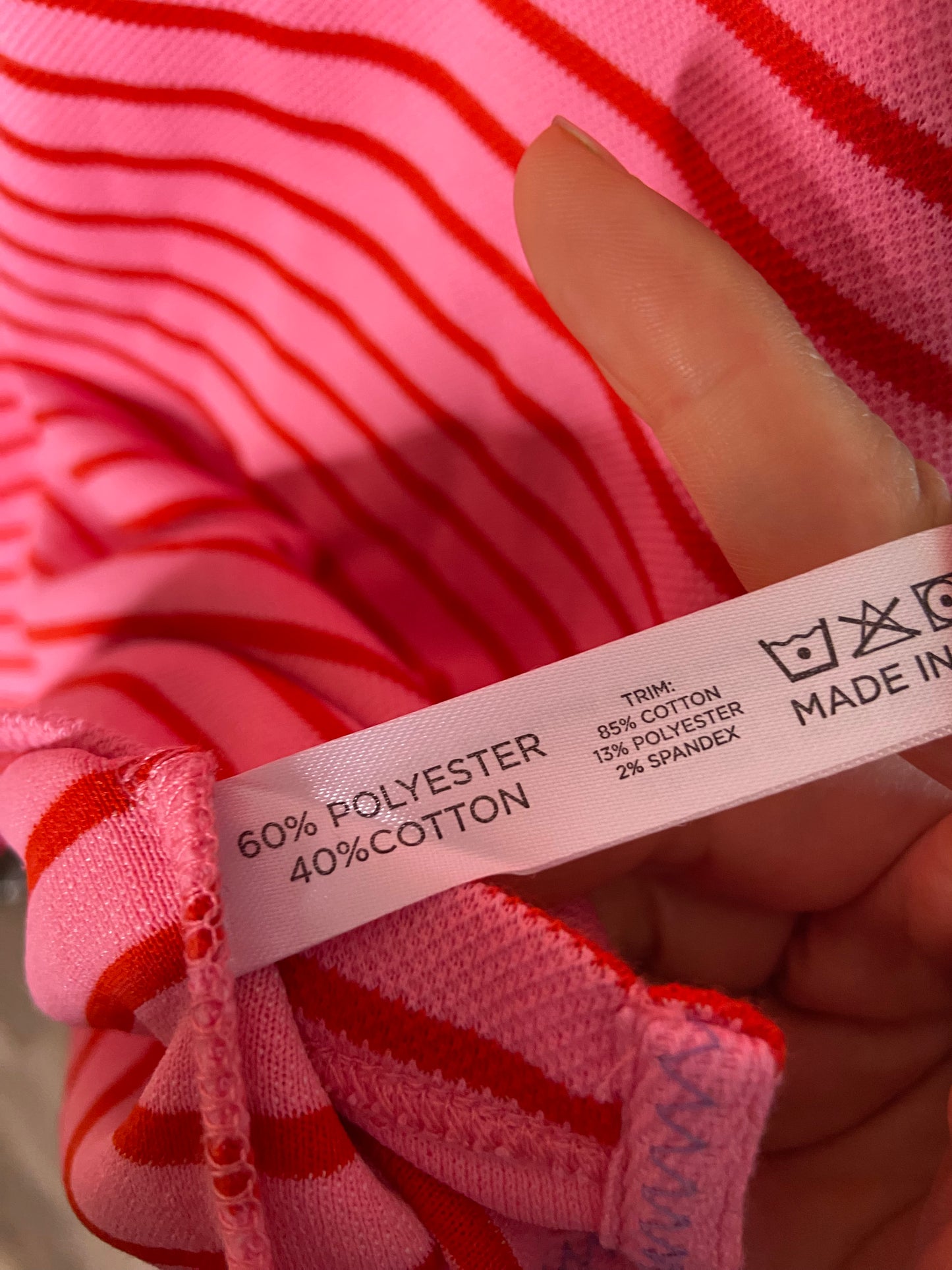 Tuckernuck Pink and Red Stripe Pique Holmes Boyfriend Polo size M