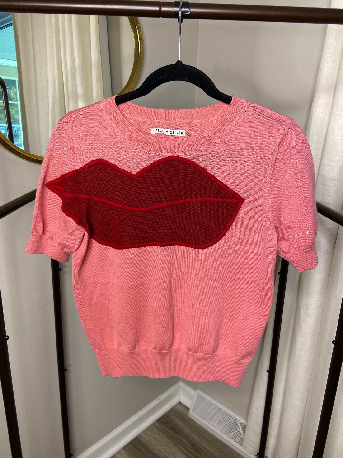 Alice and Olivia Lips Knit Top size S