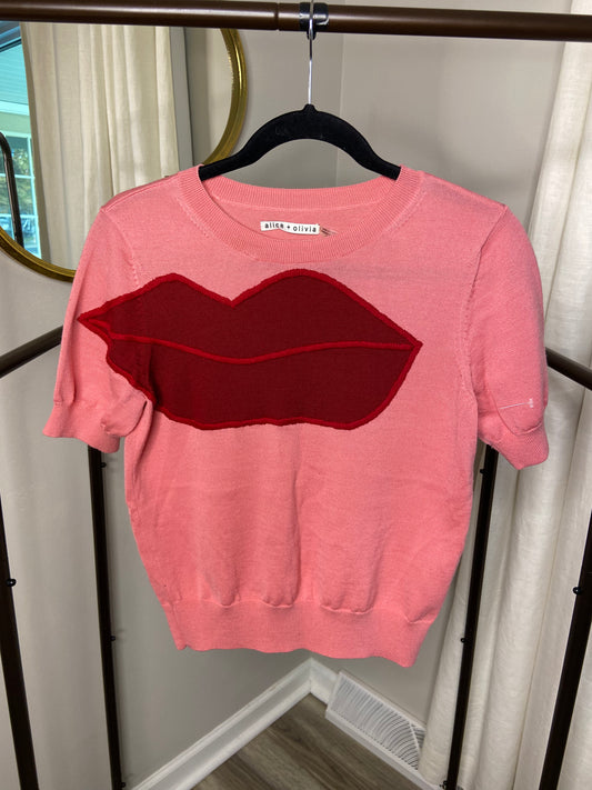 Alice and Olivia Lips Knit Top size S