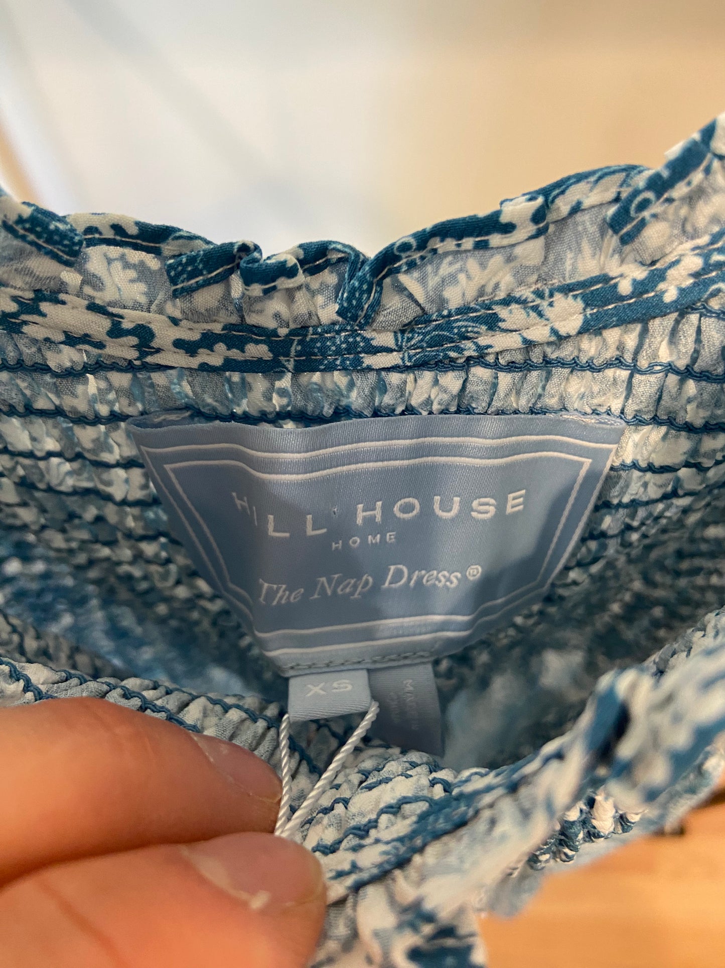 Hill House The Louisa Nap Dress Trailing Vine Blue Crepe