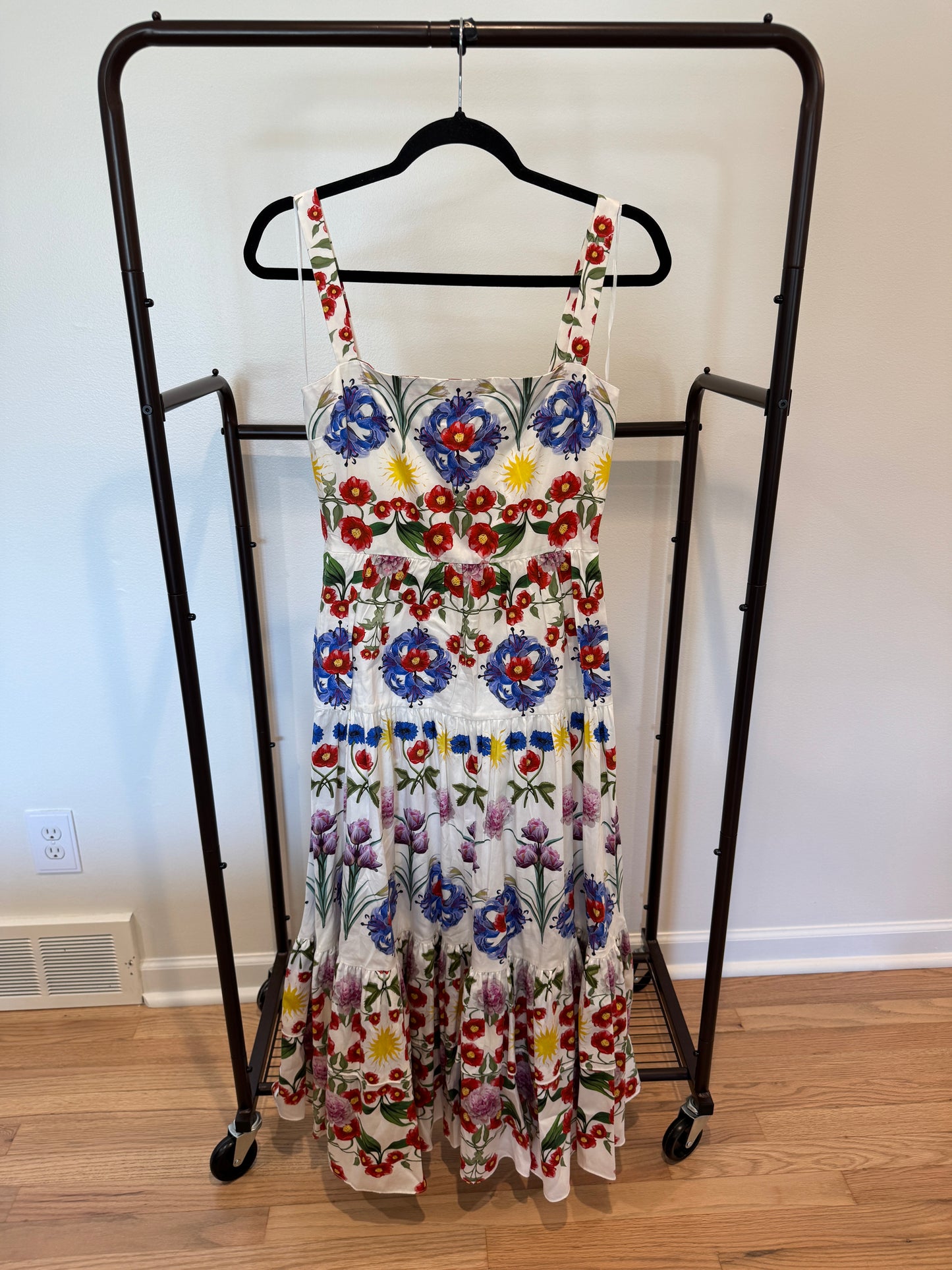 Borgo De Nor Daniela Floral-print Cotton-poplin Dress In White size 6