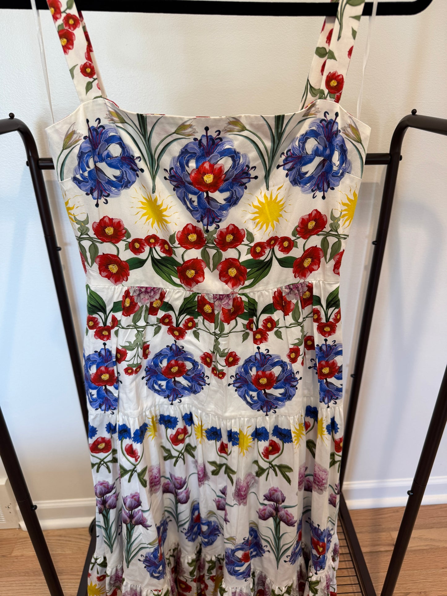 Borgo De Nor Daniela Floral-print Cotton-poplin Dress In White size 6