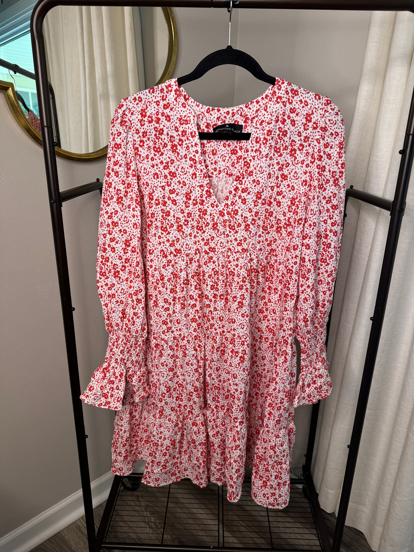 Pomander Place Scarlet Ditsy Floral Kenzo Mini Dress size L