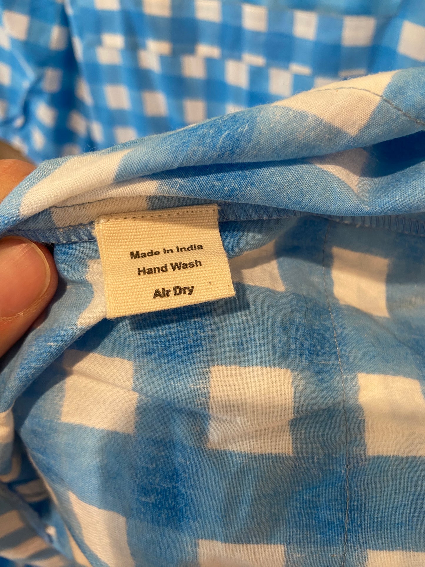SZ Blockprints Divya Dress Blue Gingham size M