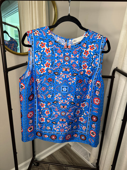 Tory Burch Printed Silk Shell Top size 14