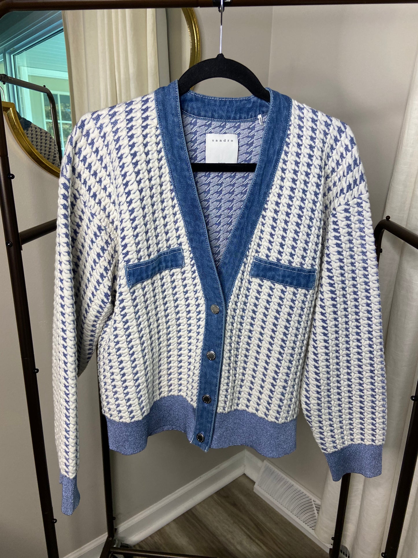 Sandro Amarillys Cropped Tweed Cardigan size us 6
