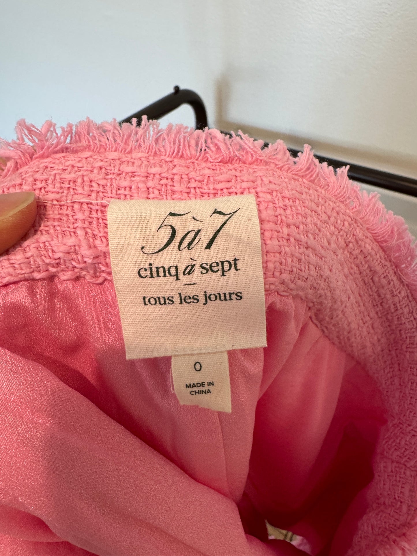 Cinq a Sept Pink Cherryl Apple Blossom Tweed Fringe Shorts size 0
