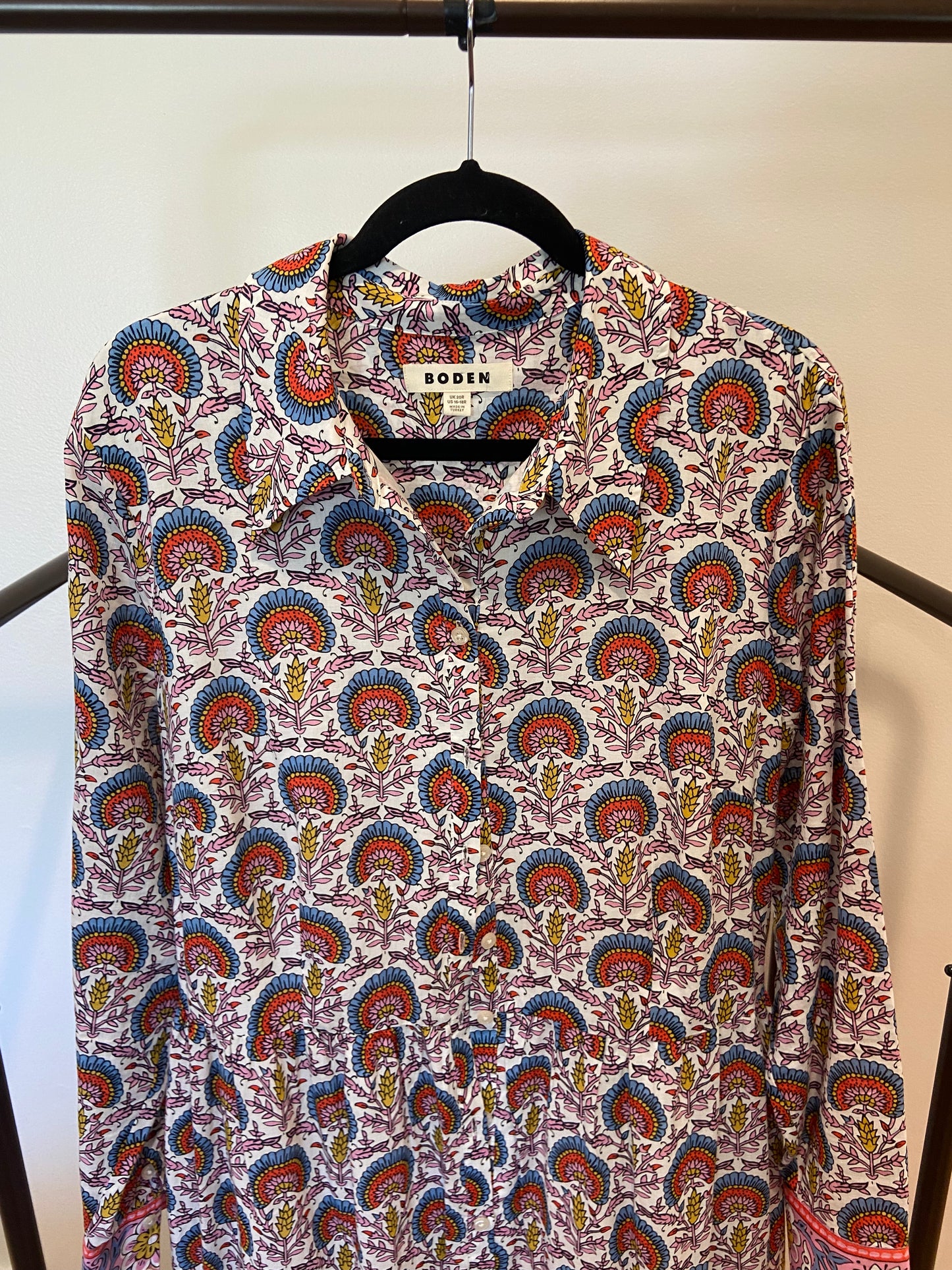 Boden Flo Cotton Midi Shirt Dress Passion Bud size 16-18 - XL