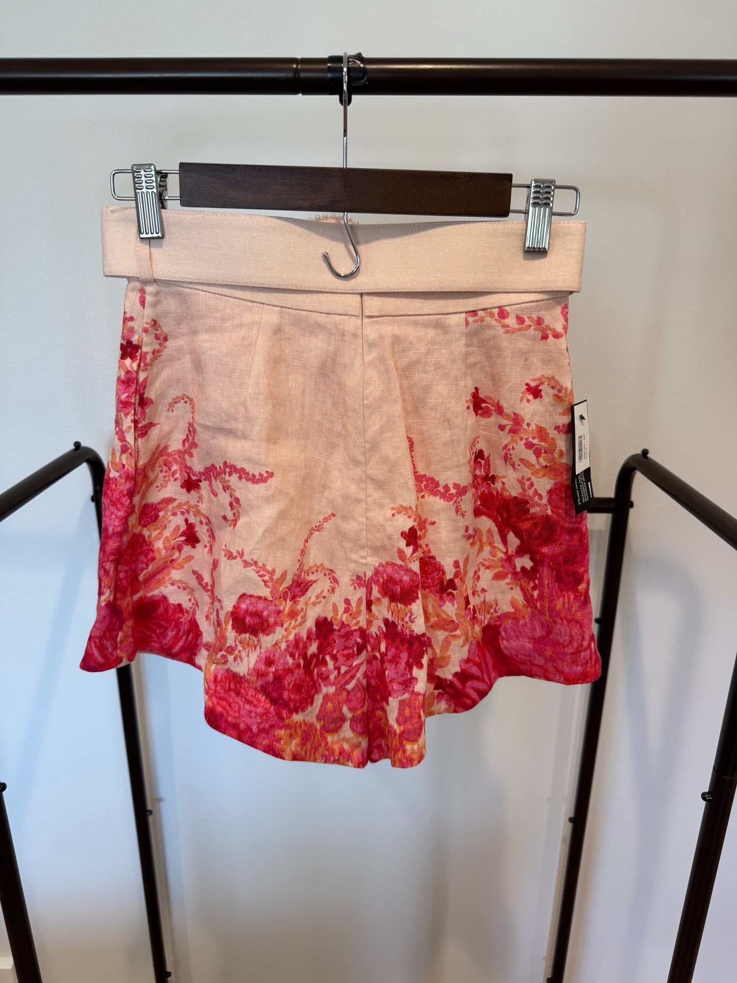 Zimmermann High Tide Belted Pleated Floral Shorts size 0 US 4