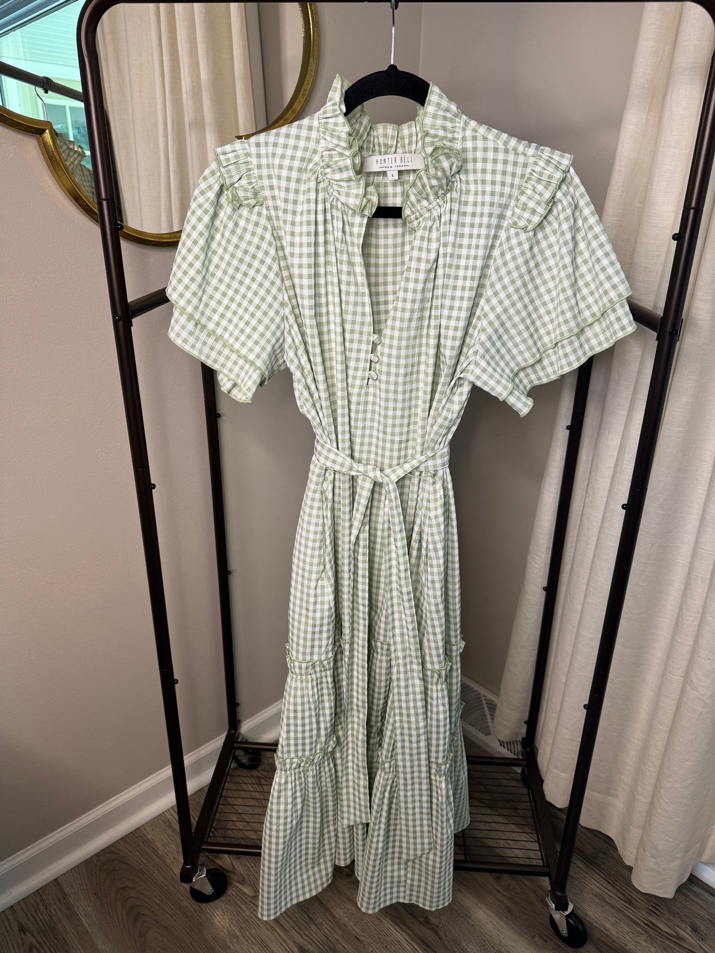 Hunter Bell Gingham Matthews Midi Dress size L
