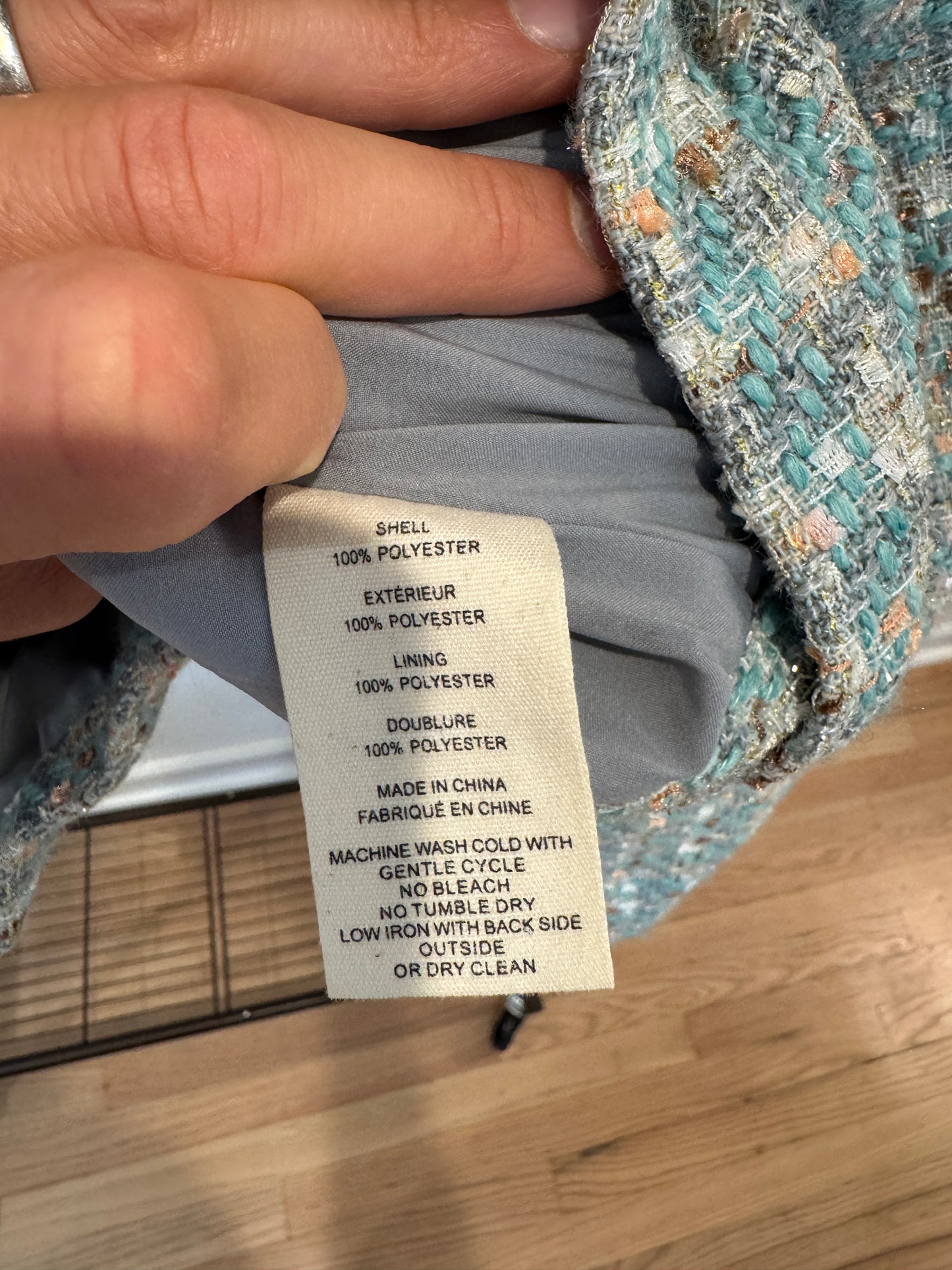 L'Agence Bridges Tweed Jacket in Turquoise size 2