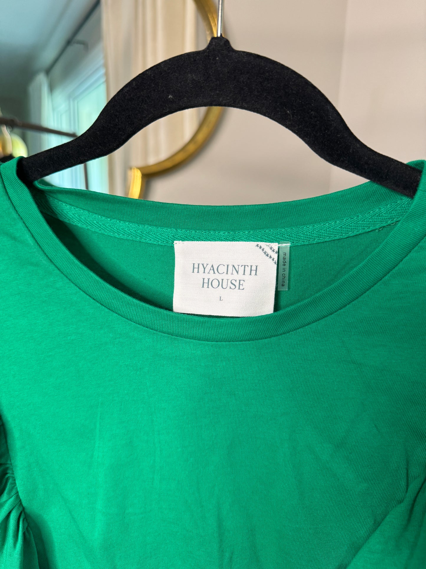 Hyacinth House Green Ruffle Top size L