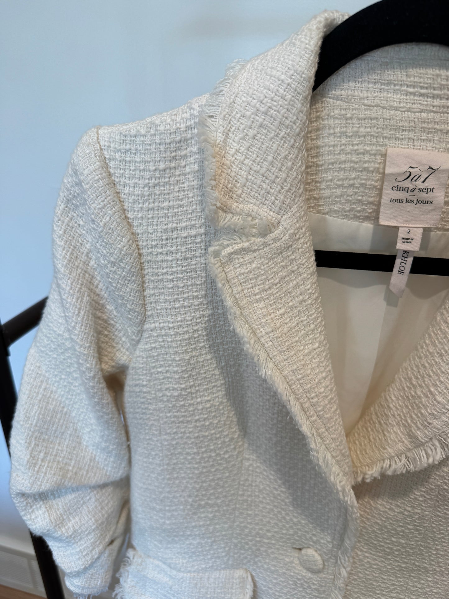 Cinq a Sept Khloe Cream Tweed Blazer size 2