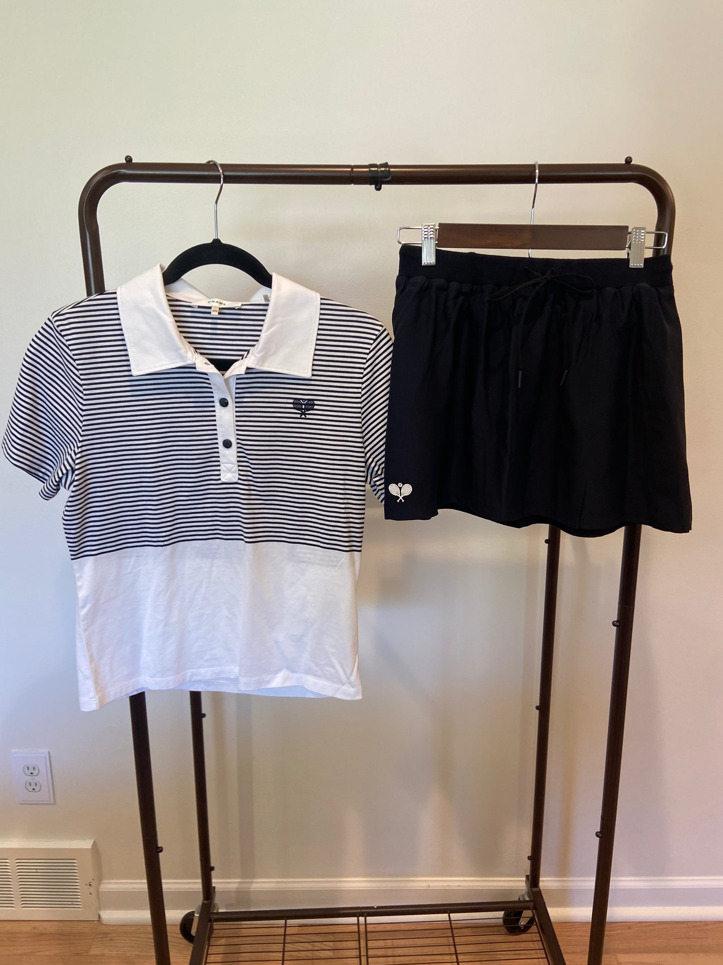 Frame The Tennis Drawstring Silk Skirt and The Tennis Polo size XS / M
