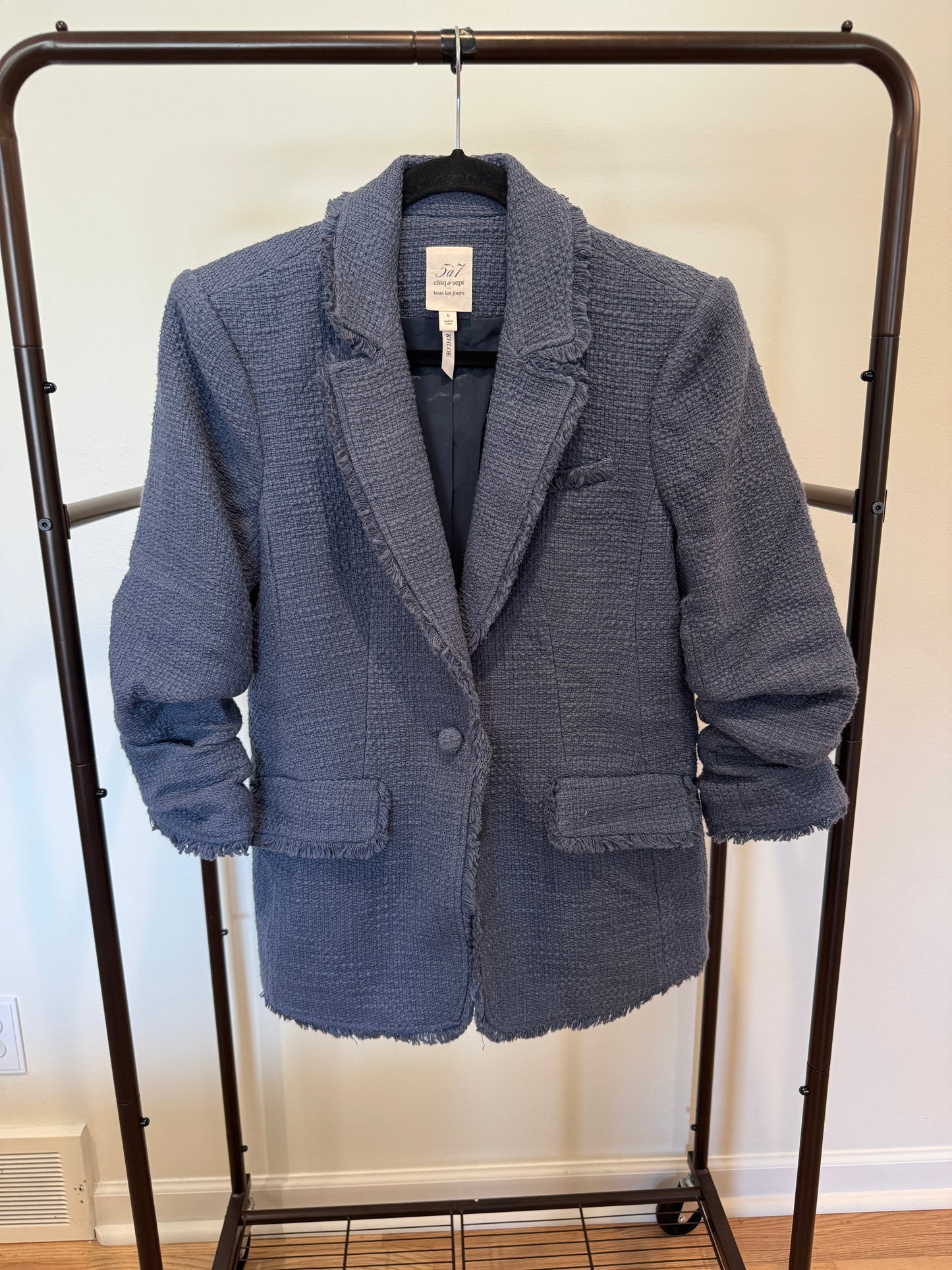 Cinq a Sept Khloe Blue Tweed Blazer size 6
