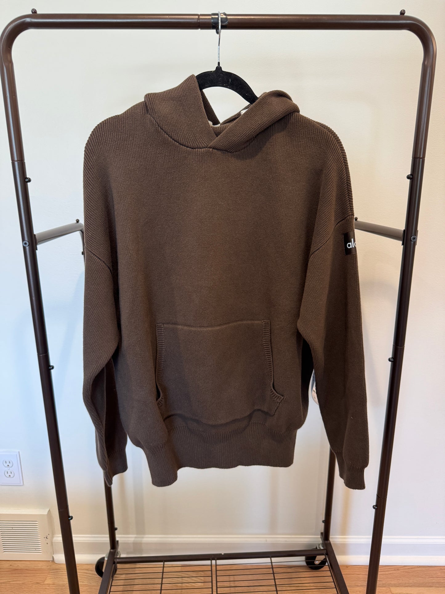 Alo Scholar Hooded Sweater in Espresso size XS