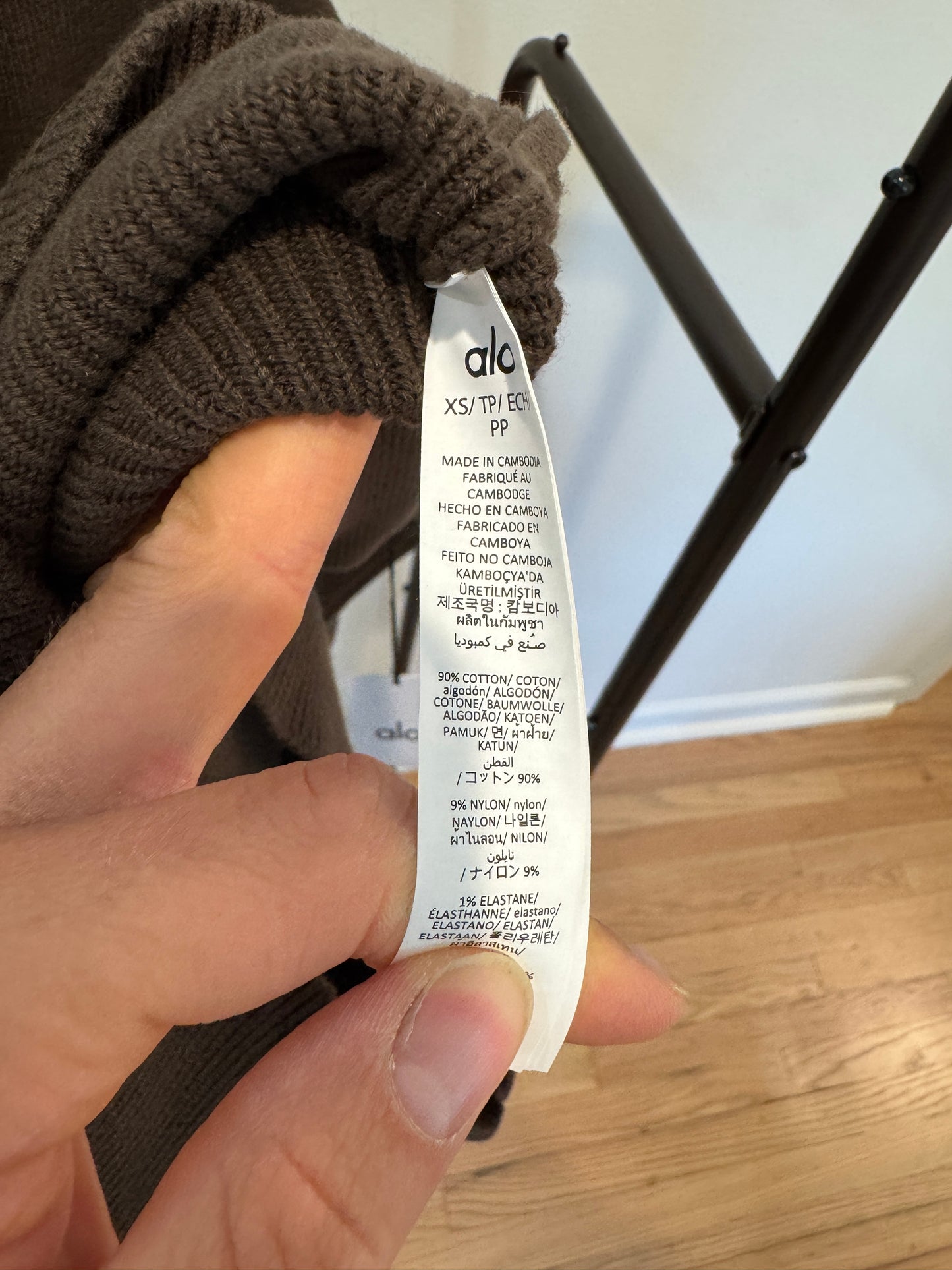 Alo Scholar Hooded Sweater in Espresso size XS