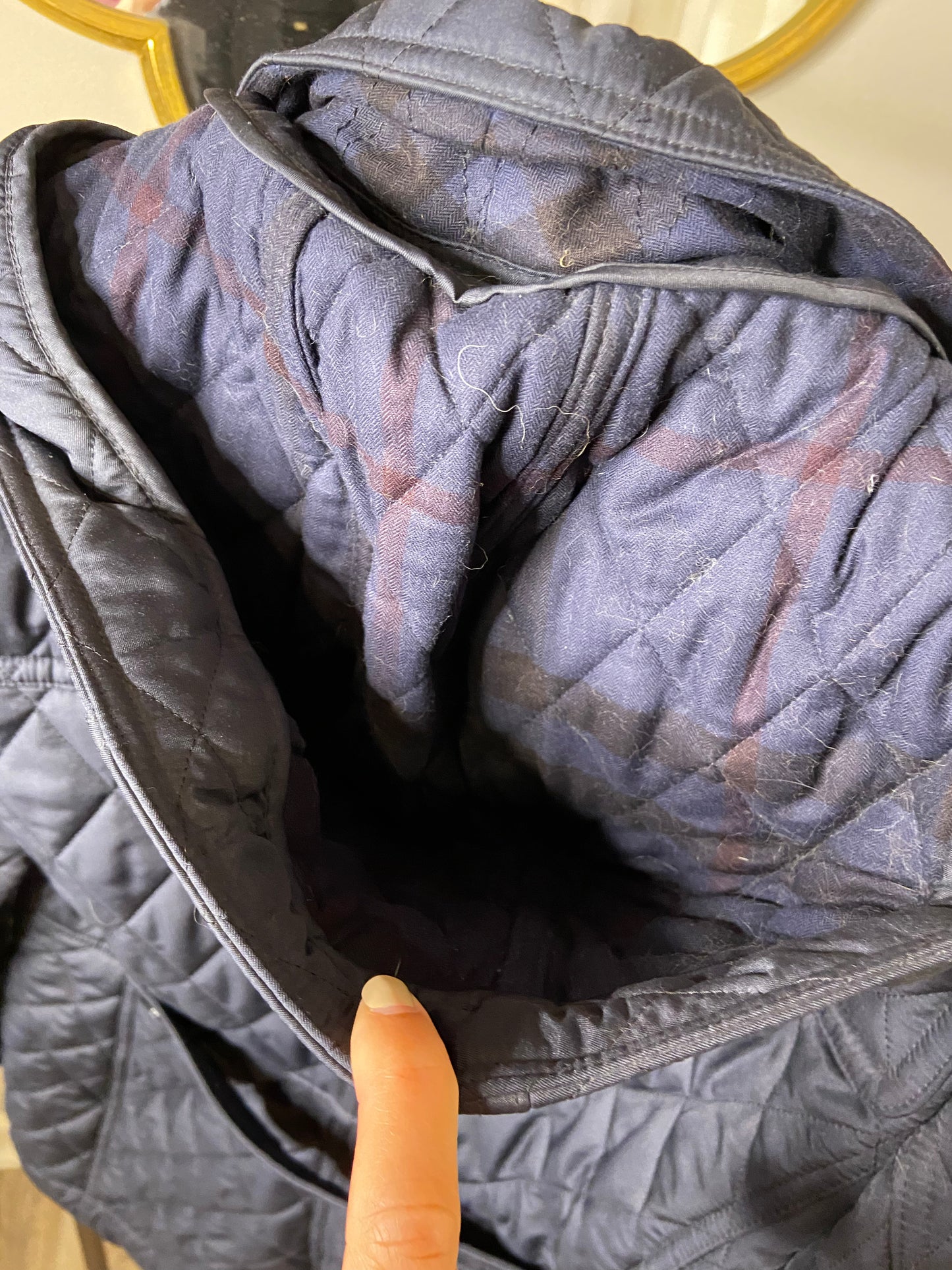 Burberry Quilted Navy Blue Toggle Coat size M