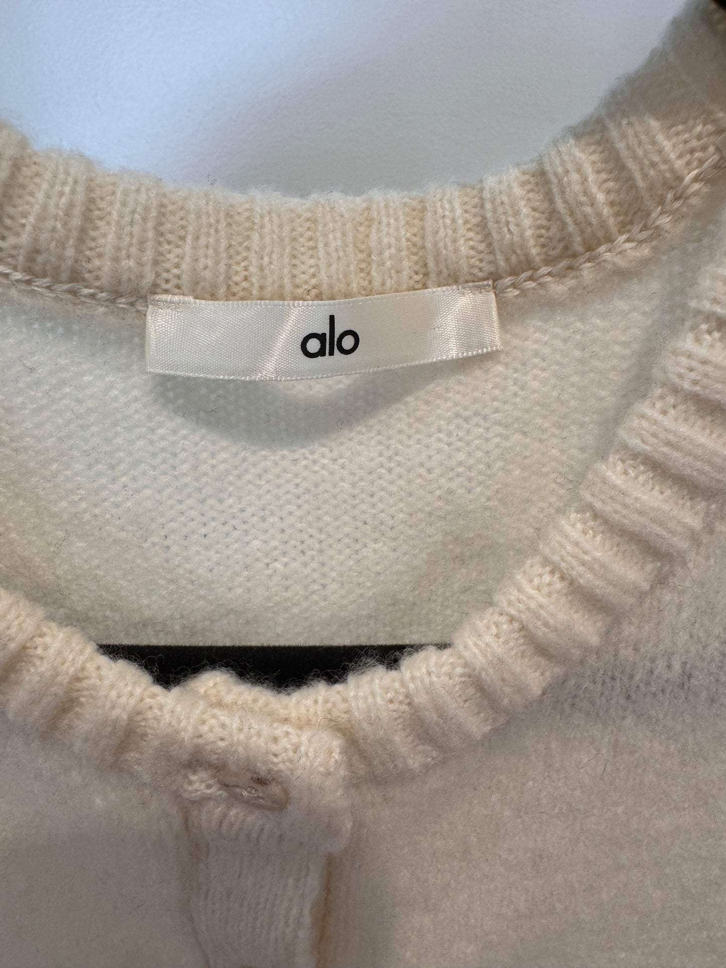 Alo Wool Cashmere New Class Cropped Cardigan in Ivory size S