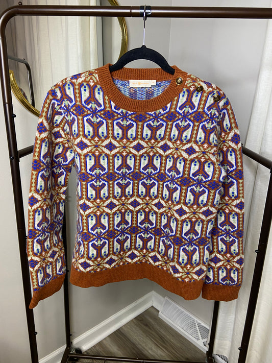 Tory Burch Rust Melange Fair Isle Sweater size S