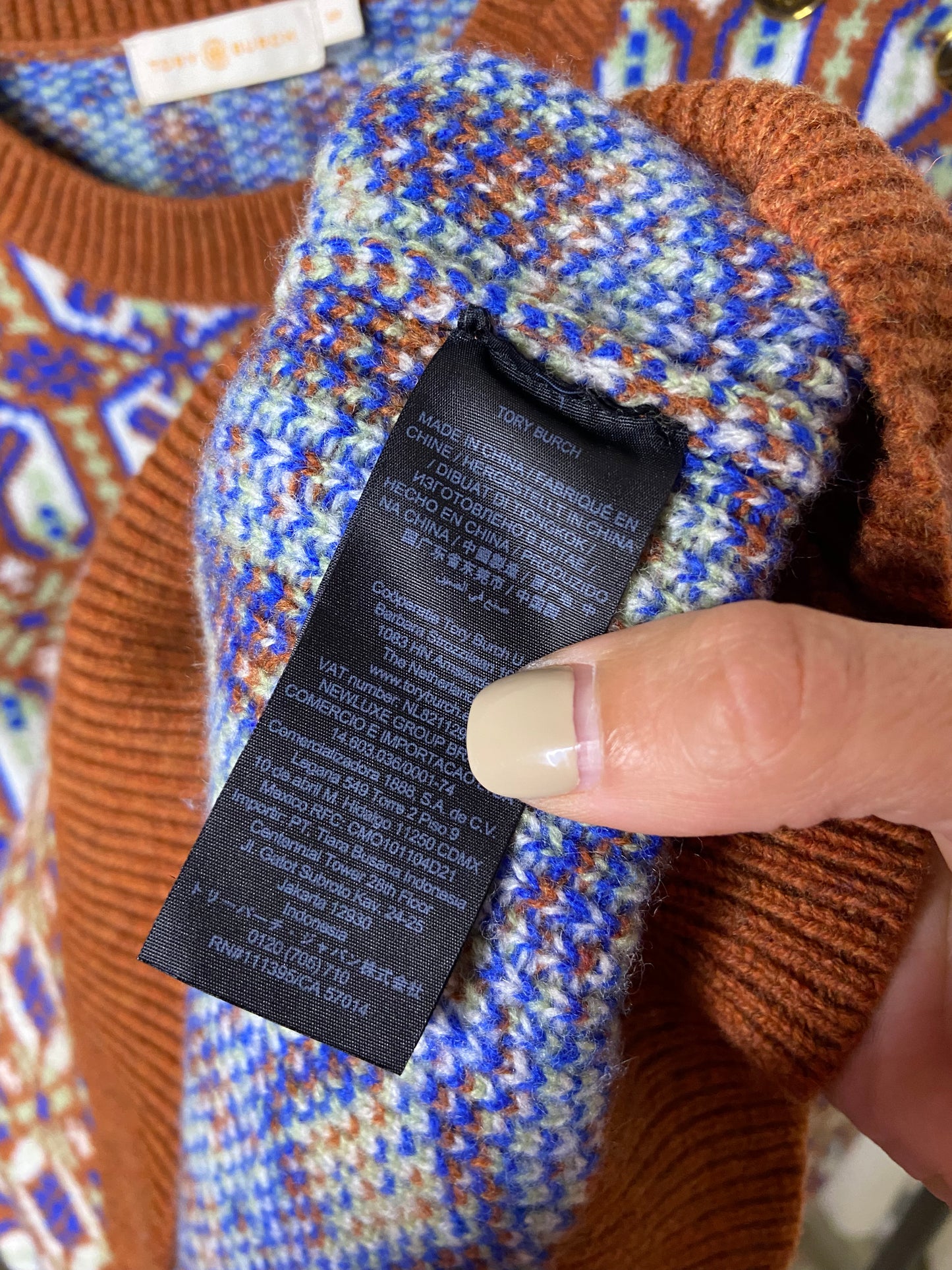 Tory Burch Rust Melange Fair Isle Sweater size S