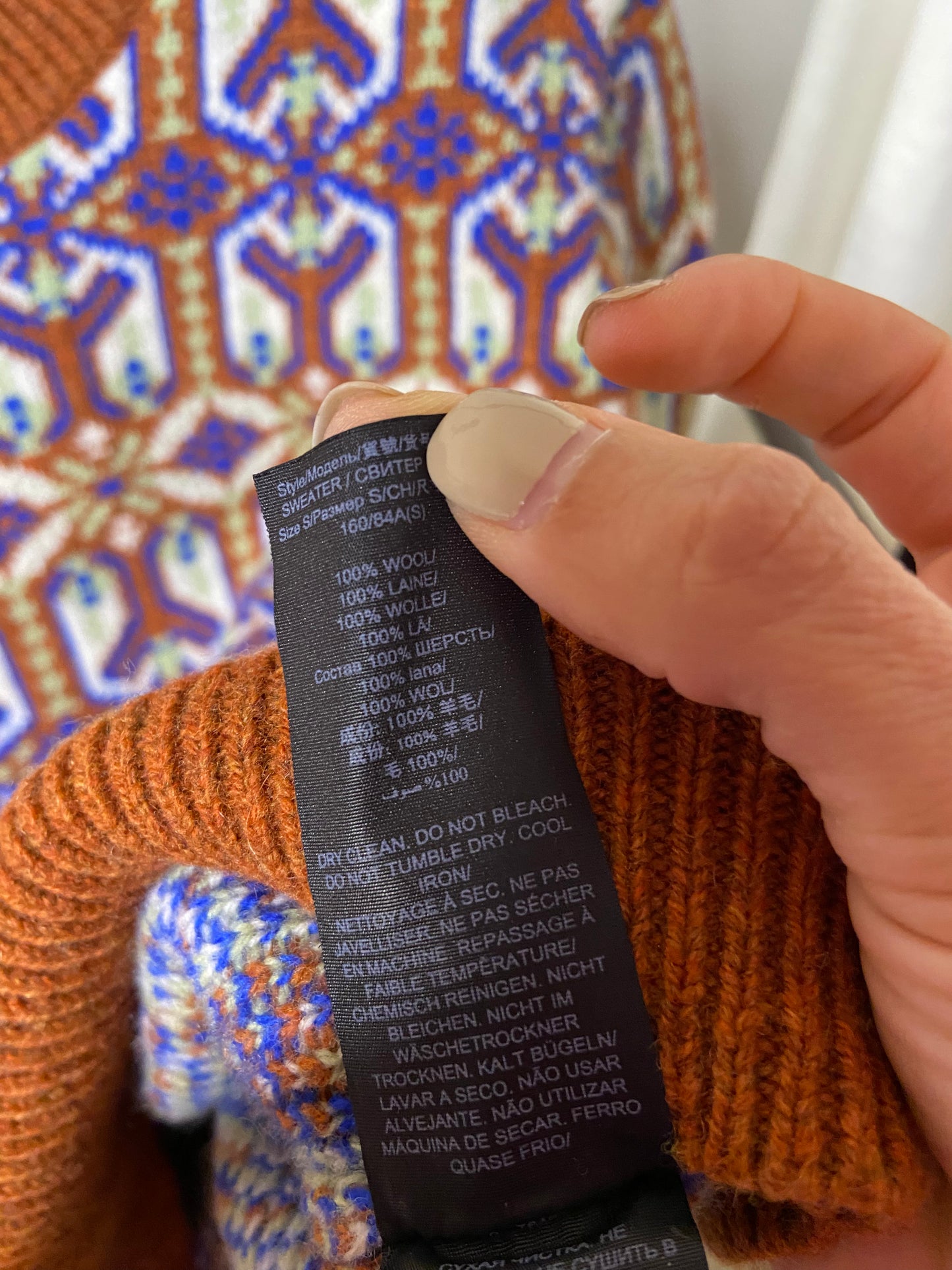 Tory Burch Rust Melange Fair Isle Sweater size S