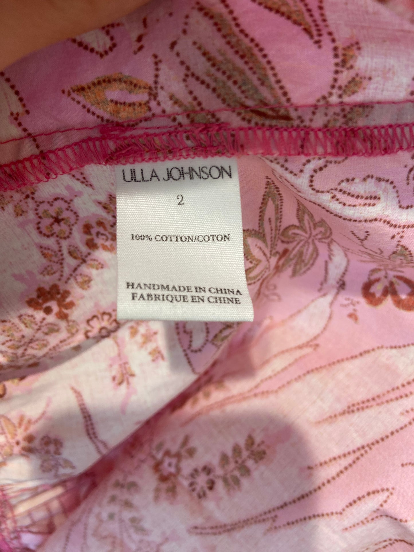 Ulla Johnson Makana Floral Tiered Midi Skirt in Cotton Poplin with Kalena Top size 0 / 2