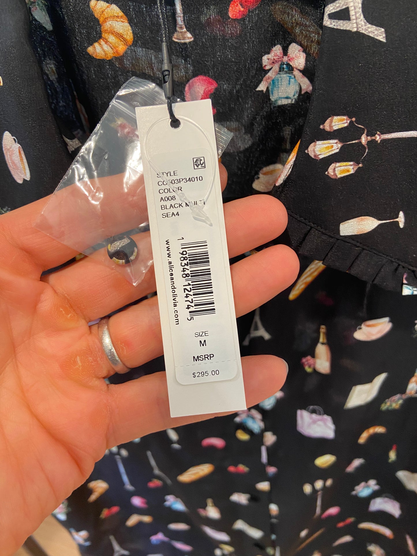 Alice + Olivia Martel Silk Blouse Paris Top size M