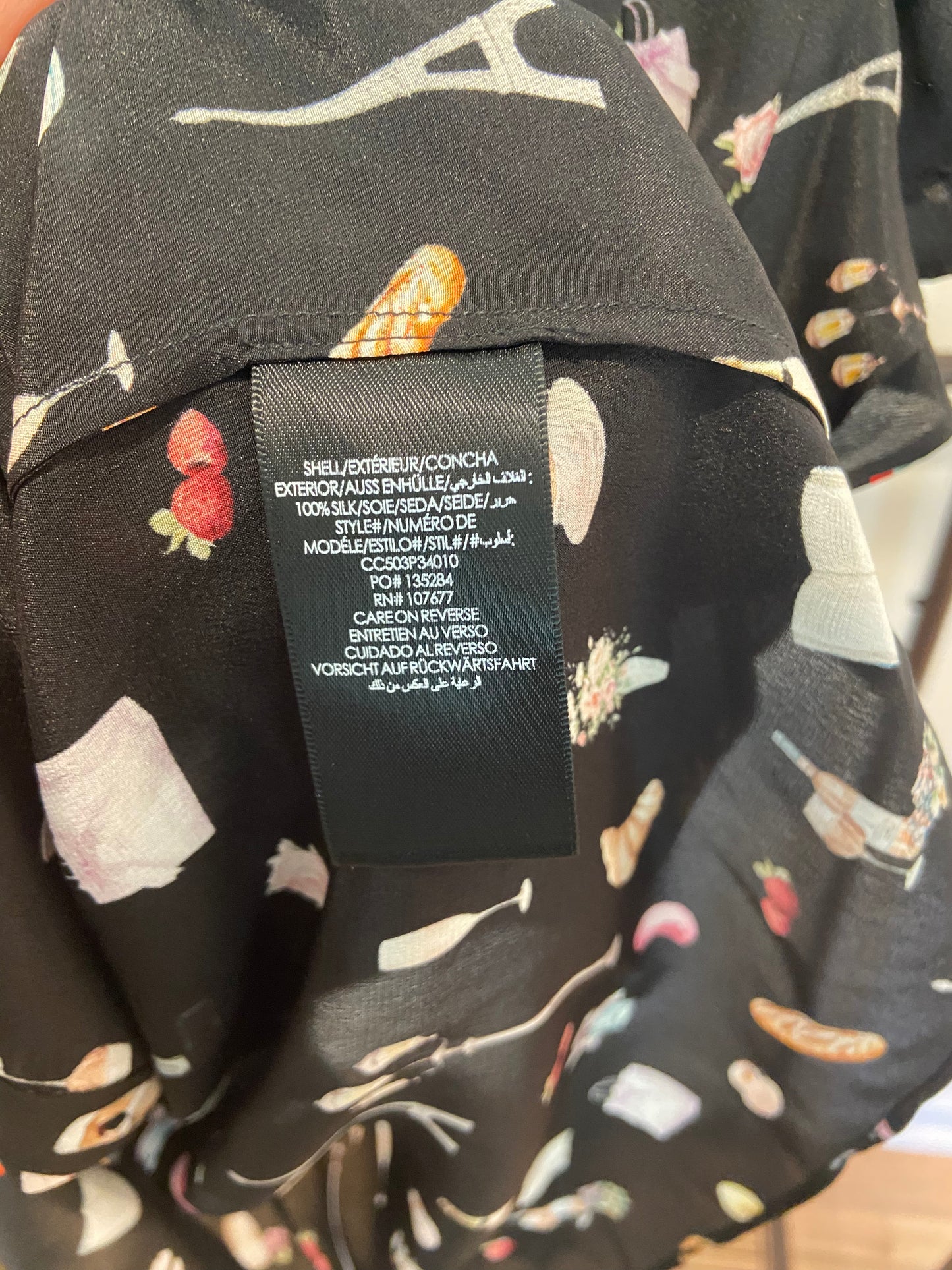 Alice + Olivia Martel Silk Blouse Paris Top size M