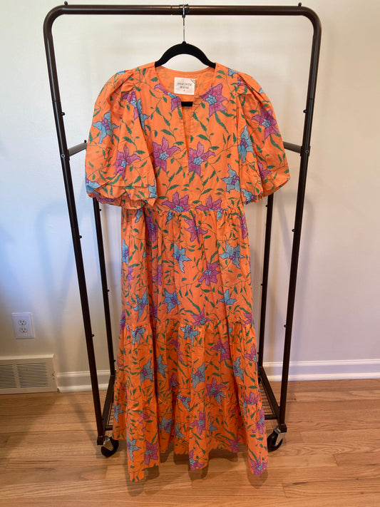 Hyacinth House Orange Multi Floral Cisco Maxi Dress size XS