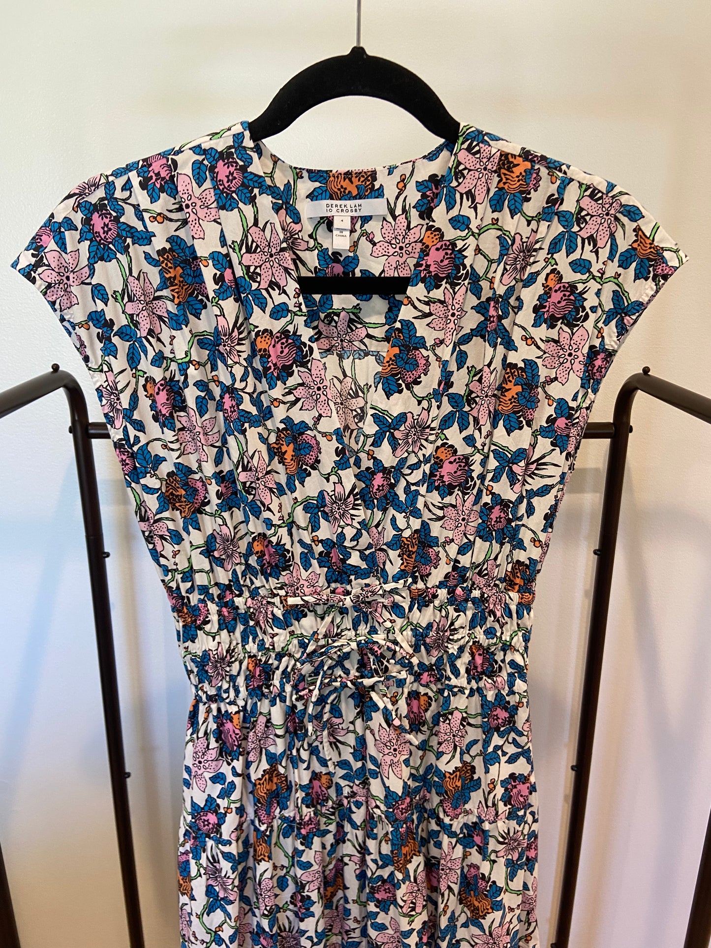Derek Lam Fatima Floral Print Midi Dress size 4