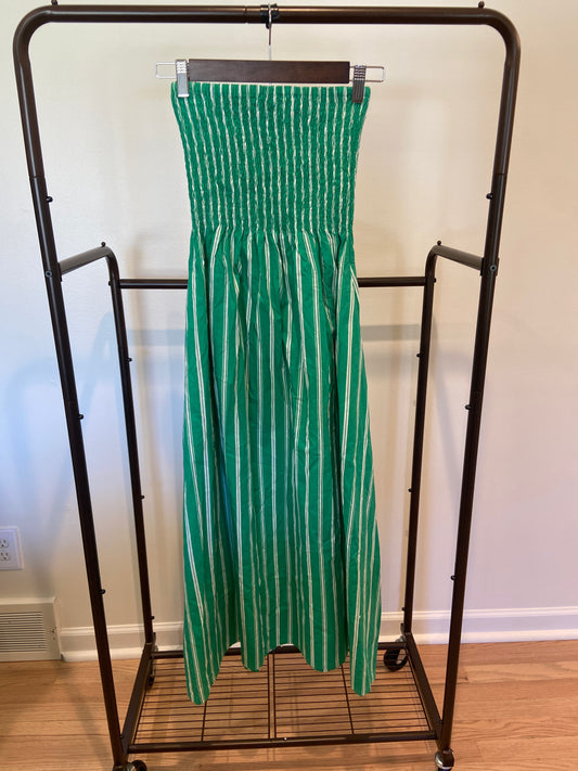 Faithfull The Brand Jamie Midi Dress Green Stripe size 4