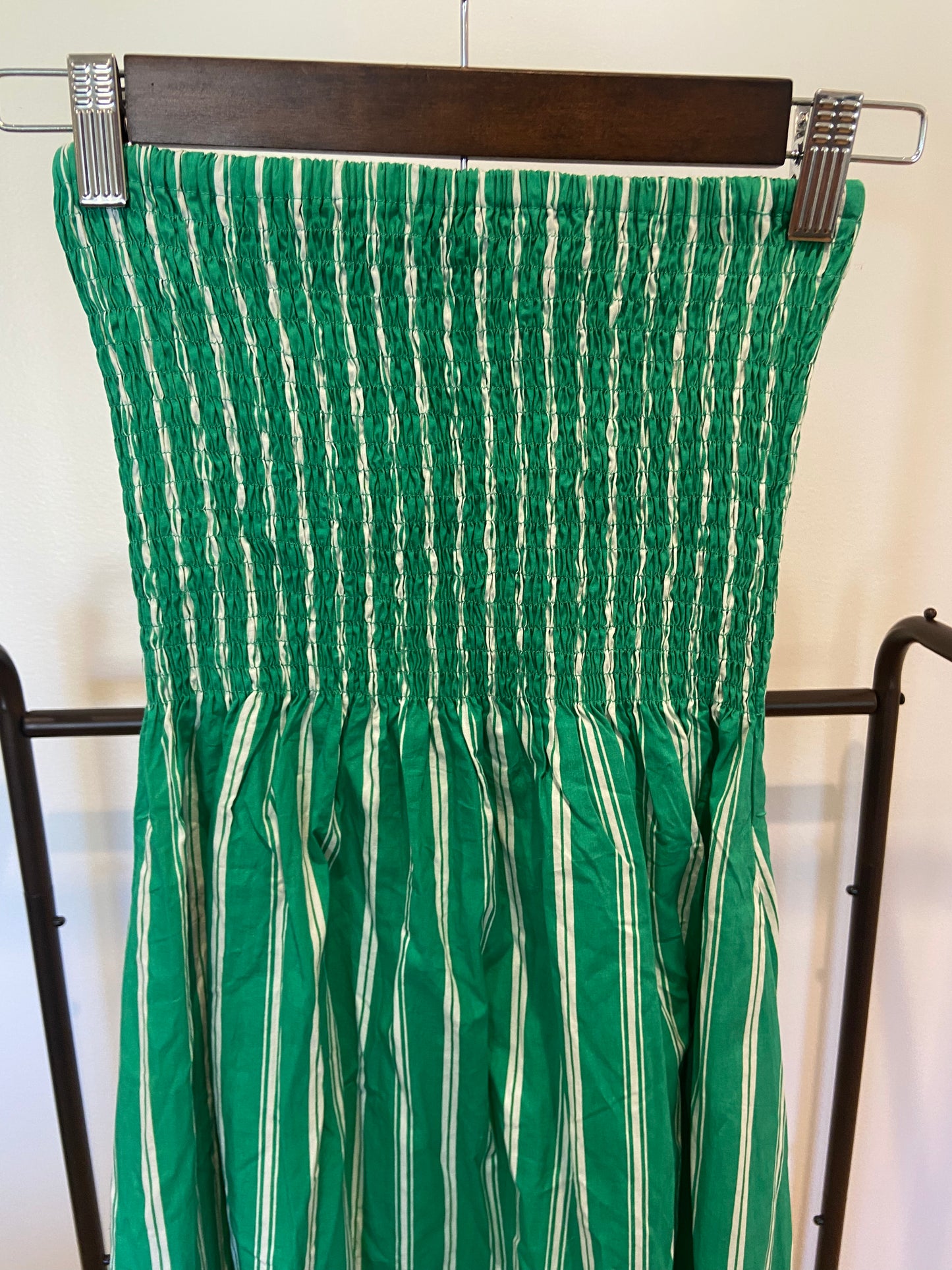 Faithfull The Brand Jamie Midi Dress Green Stripe size 4