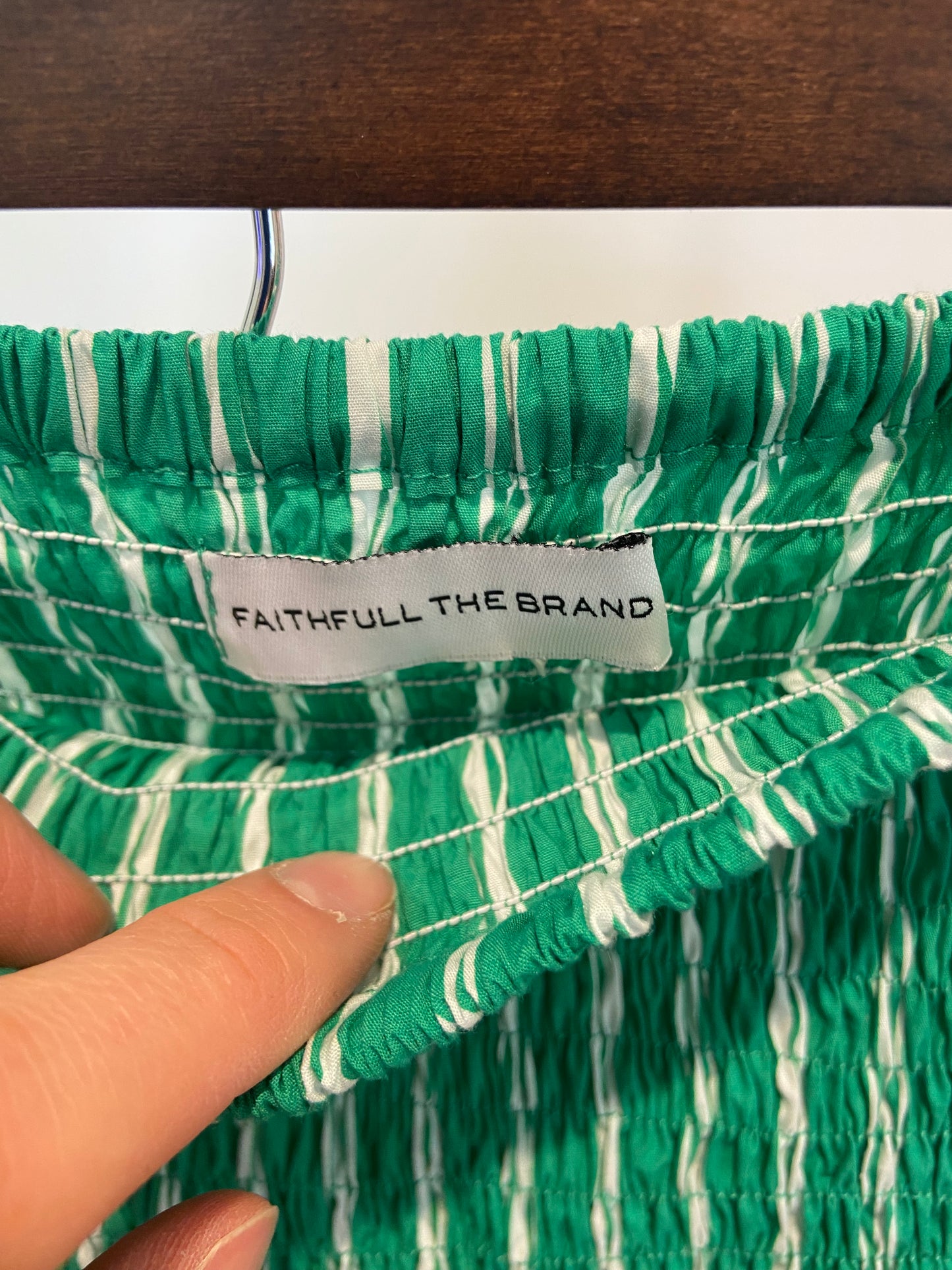 Faithfull The Brand Jamie Midi Dress Green Stripe size 4