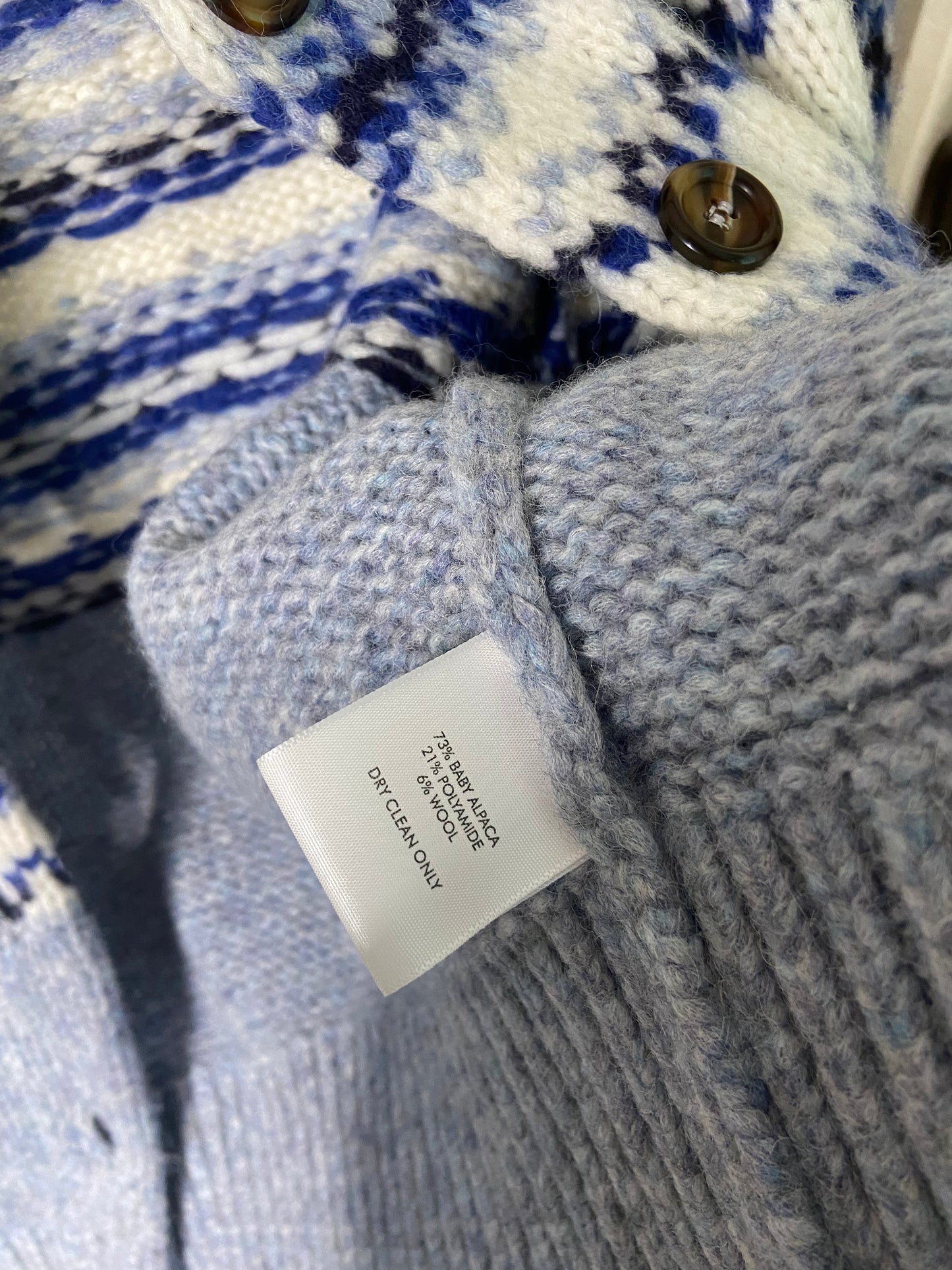 White and Warren Bay Alpaca Fair Isle Cardigan size XS